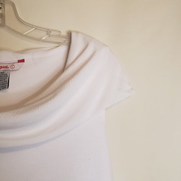 Desigual Boho Women's Sz L Sleeveless Shift Dress Relaxed Cowl Neck Whit… - Picture 3 of 7